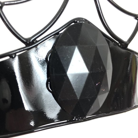 Crown Metal Headdress Goth Black Jeweled 10\